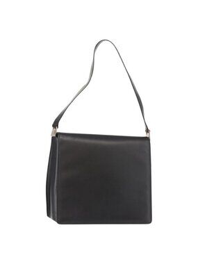 Authentic GUCCI Shoulder Bag Leather Black Silver